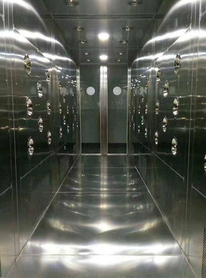 檢查風淋室風機是否正常工作，是否有異物堵塞。